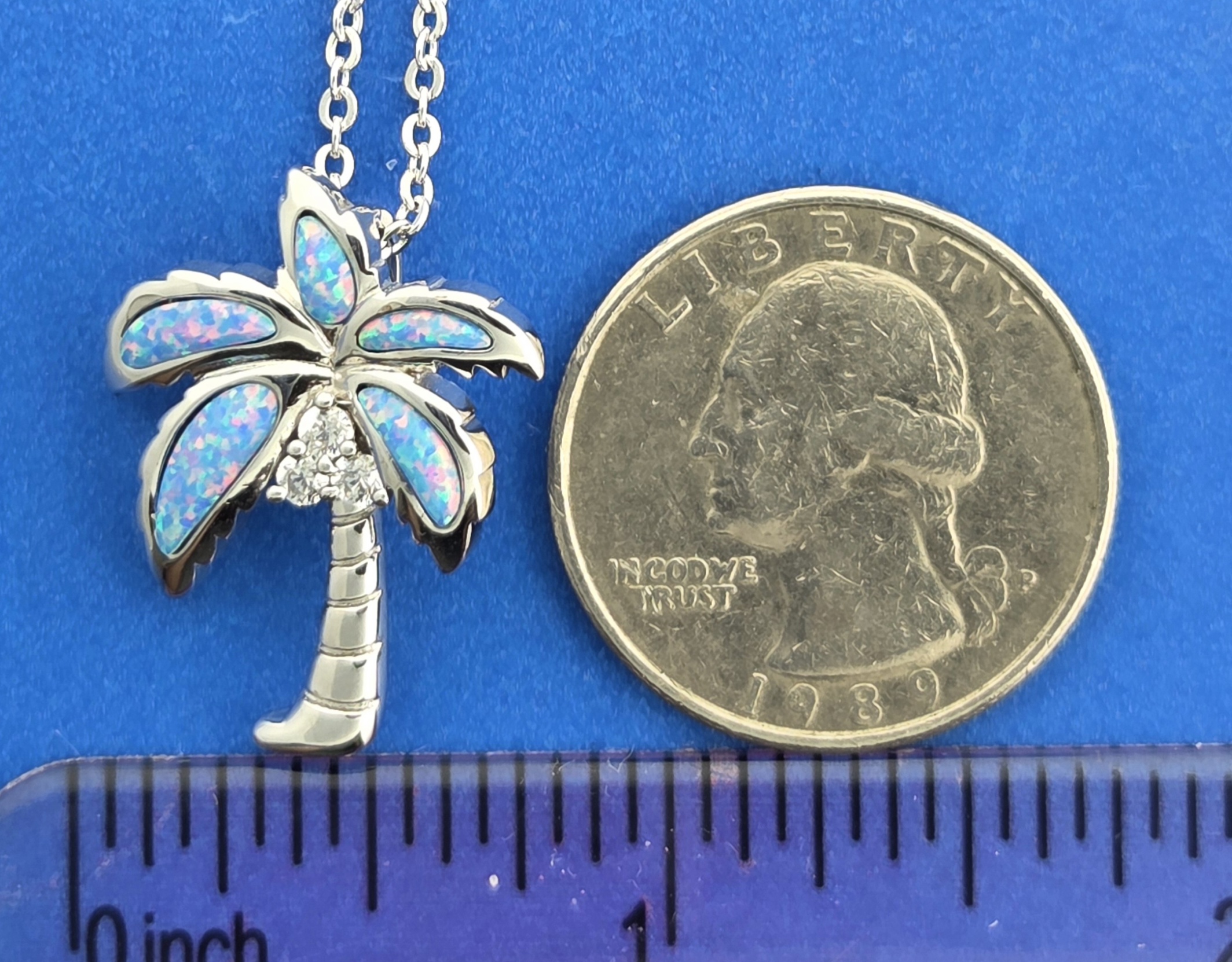 Alamea Palm Tree Pendant, Sterling Silver & Opal 3 Alamea Palm Tree Pendant, Sterling Silver & Opal - Image 3