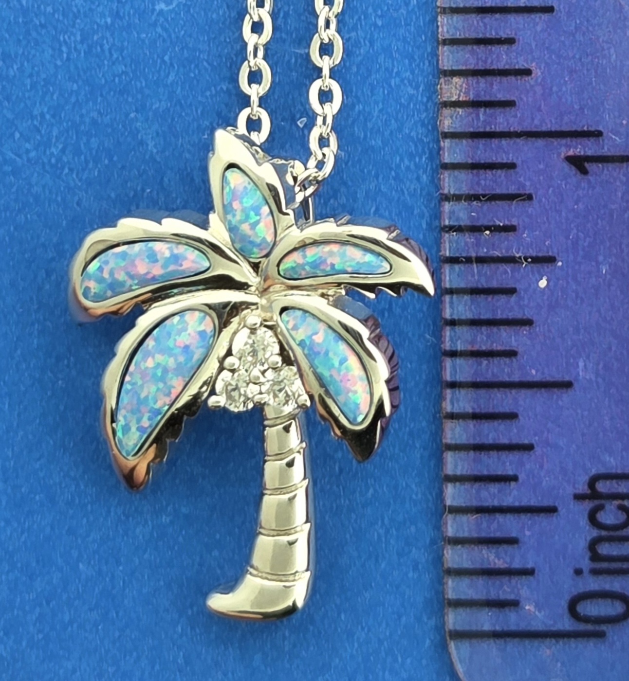 Alamea Palm Tree Pendant, Sterling Silver & Opal 4 Alamea Palm Tree Pendant, Sterling Silver & Opal - Image 4