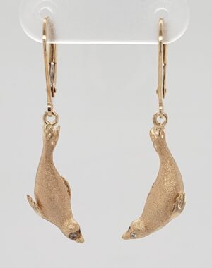 14k seal dangle lever back earrings