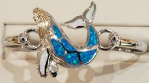 Humpback Whale Opal Bracelet Topper, Sterling Silver