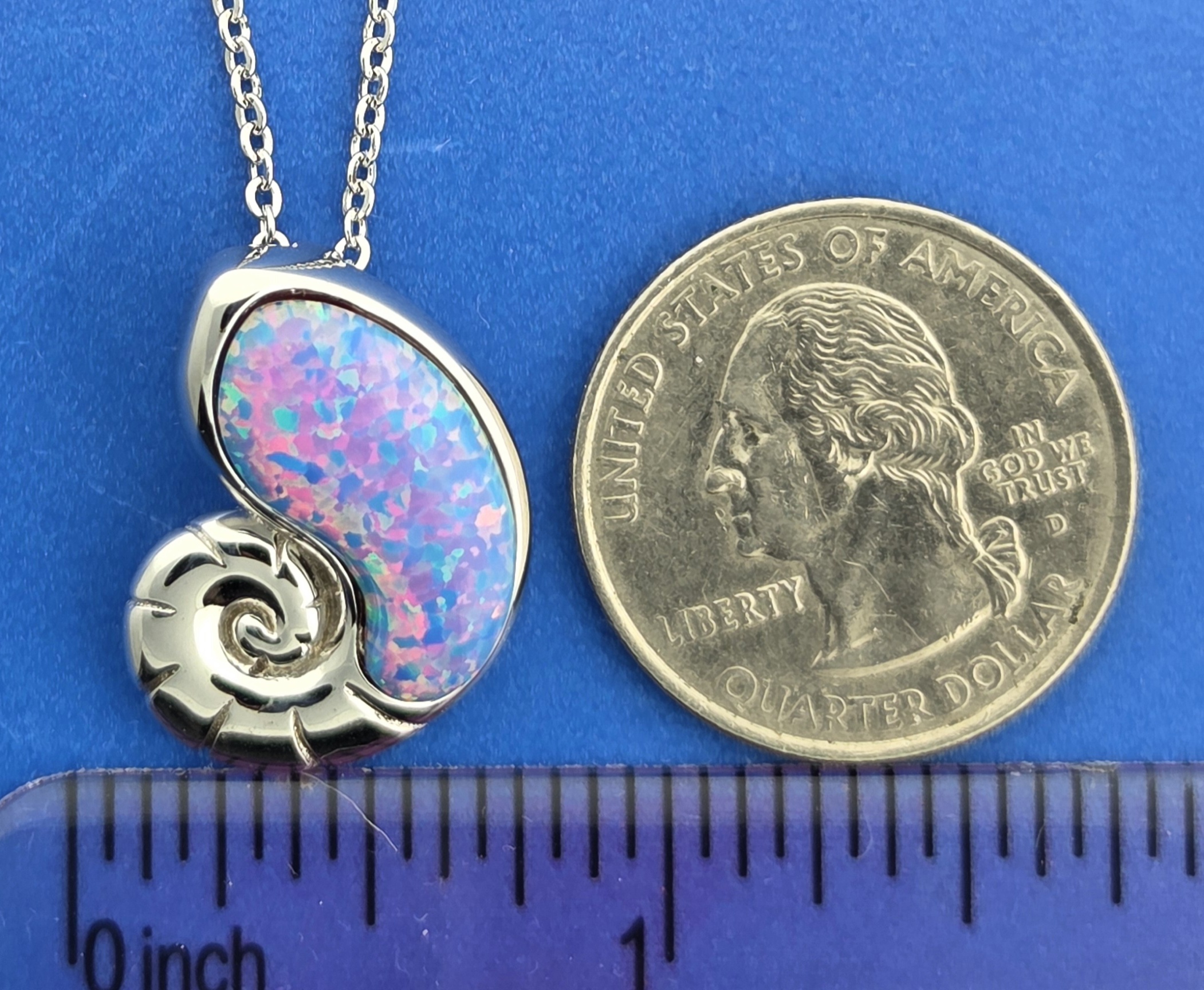 Alamea Nautilus Shell Pendant, Opal & Sterling Silver 5 Alamea Nautilus Shell Pendant, Opal & Sterling Silver - Image 5