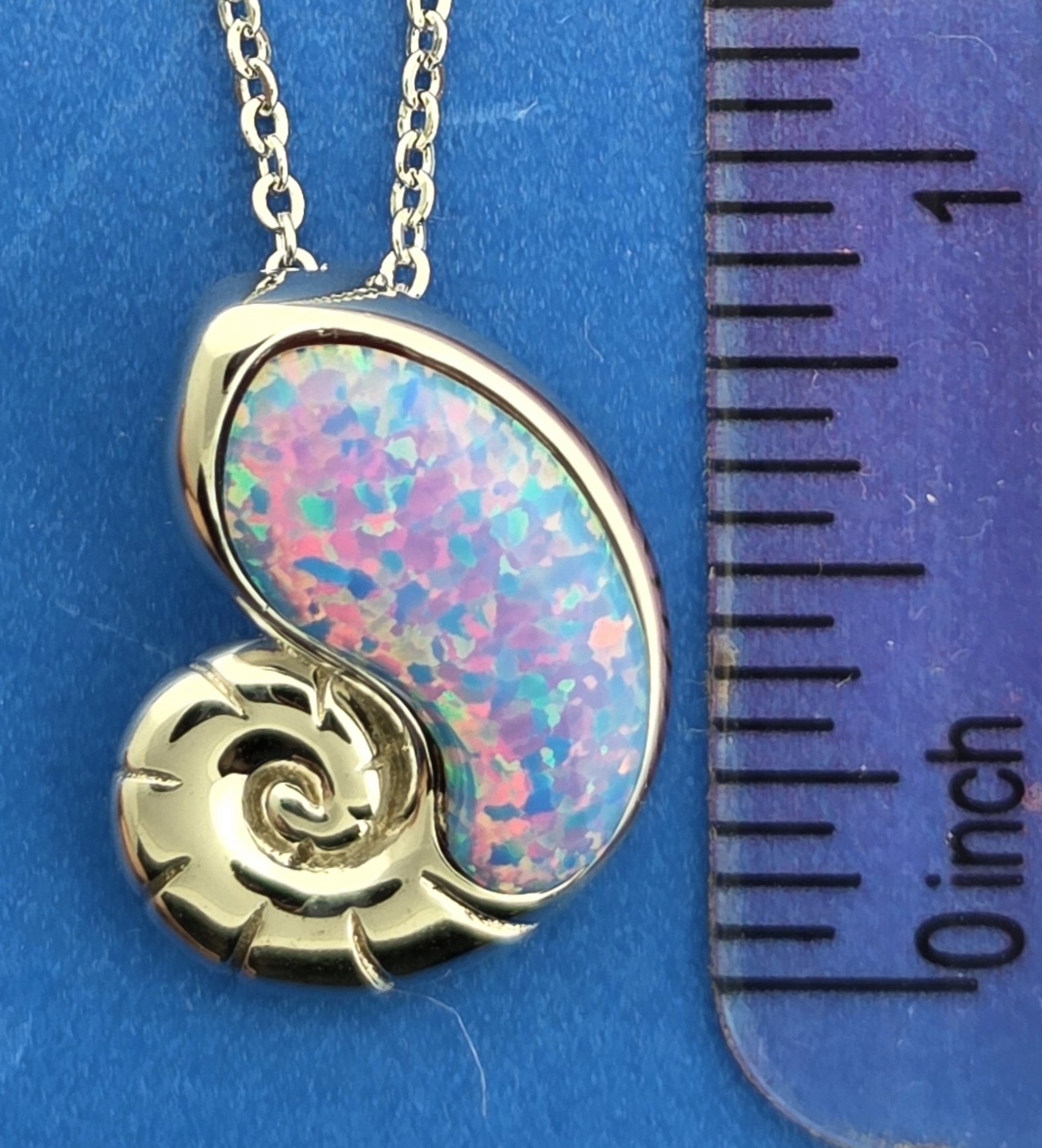 Alamea Nautilus Shell Pendant, Opal & Sterling Silver 6 Alamea Nautilus Shell Pendant, Opal & Sterling Silver - Image 6