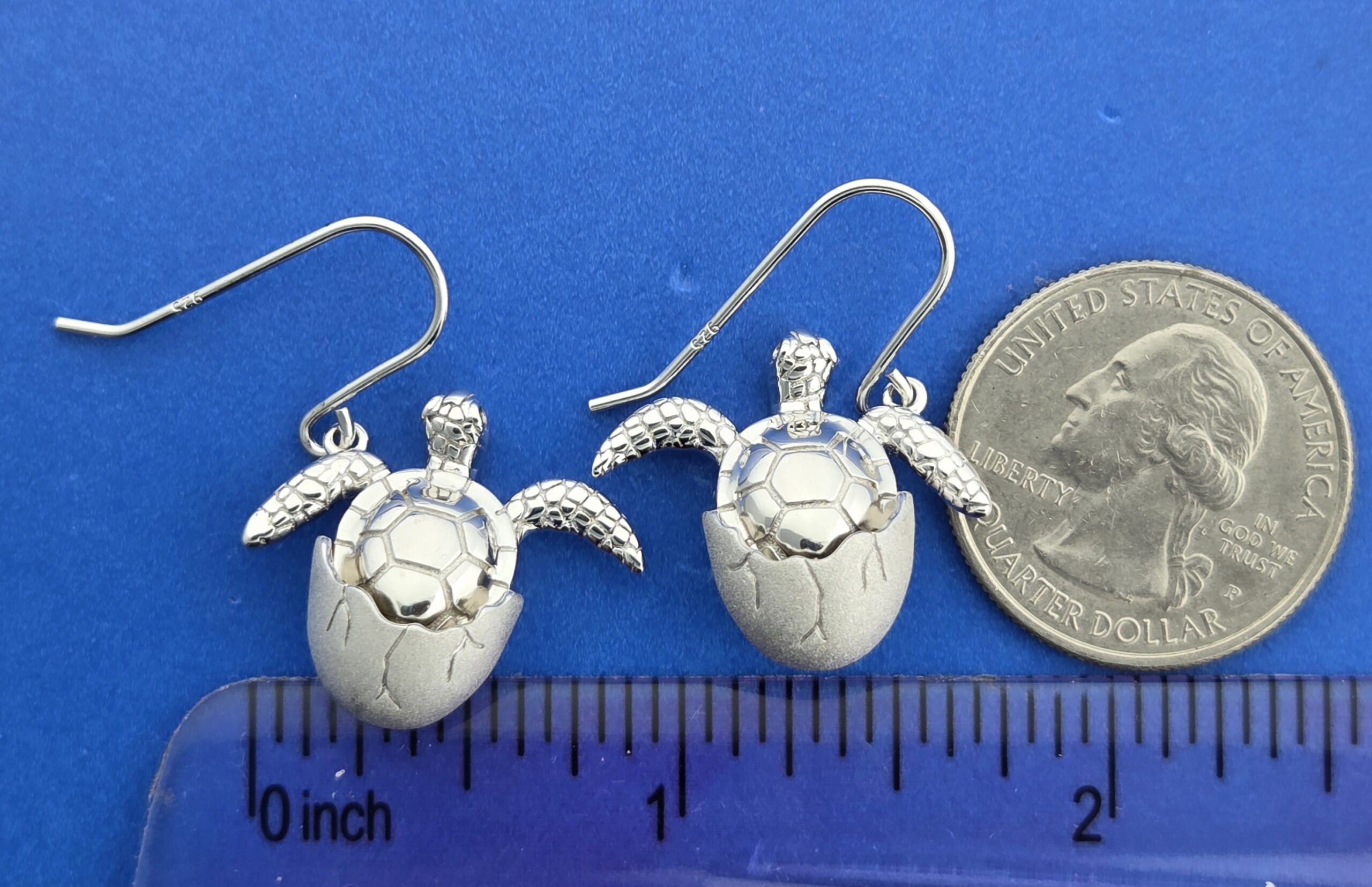 Alamea Hatching Sea Turtle Dangle Earrings, Sterling Silver 5 Alamea Hatching Sea Turtle Dangle Earrings, Sterling Silver - Image 5