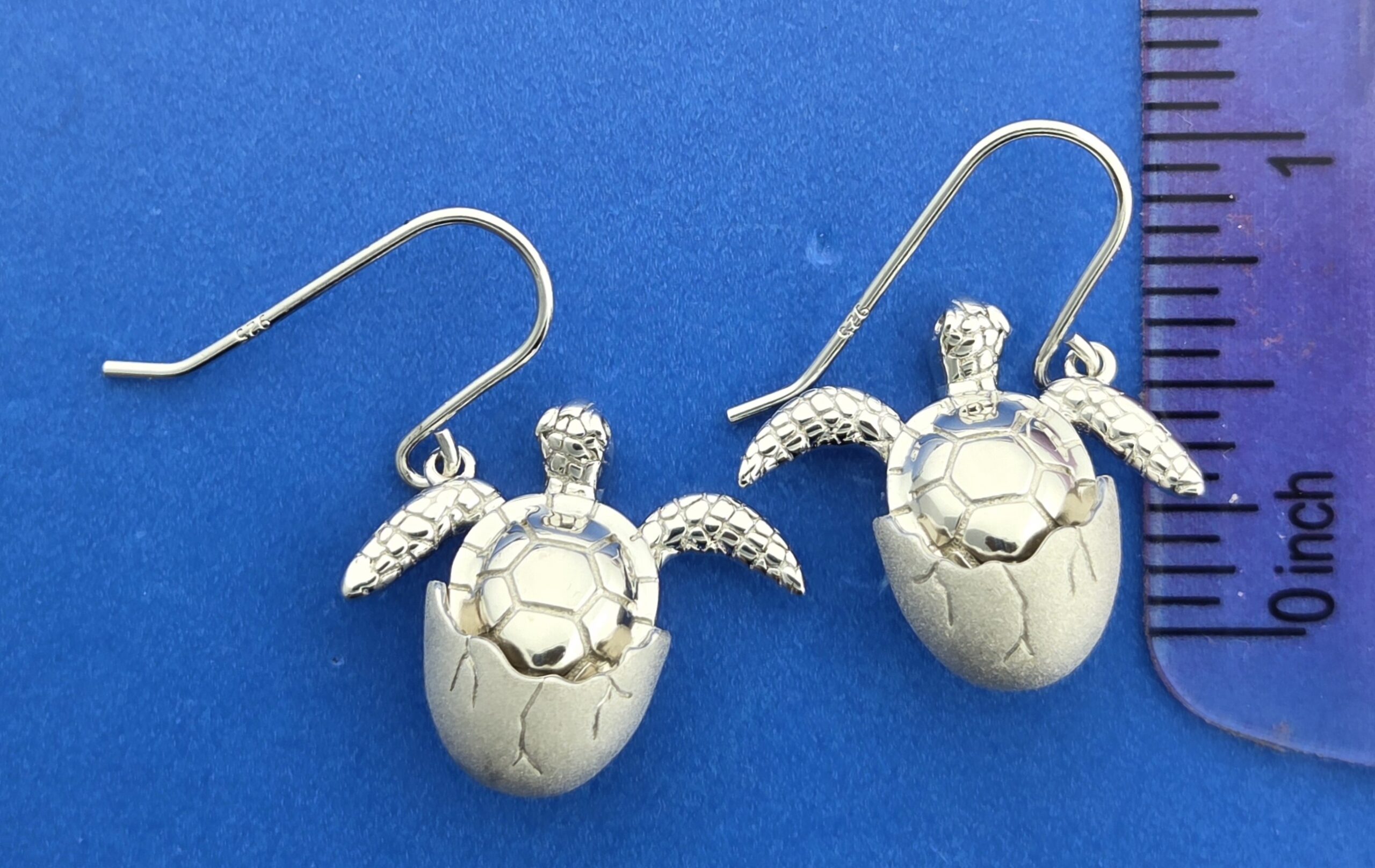 Alamea Hatching Sea Turtle Dangle Earrings, Sterling Silver 6 Alamea Hatching Sea Turtle Dangle Earrings, Sterling Silver - Image 6