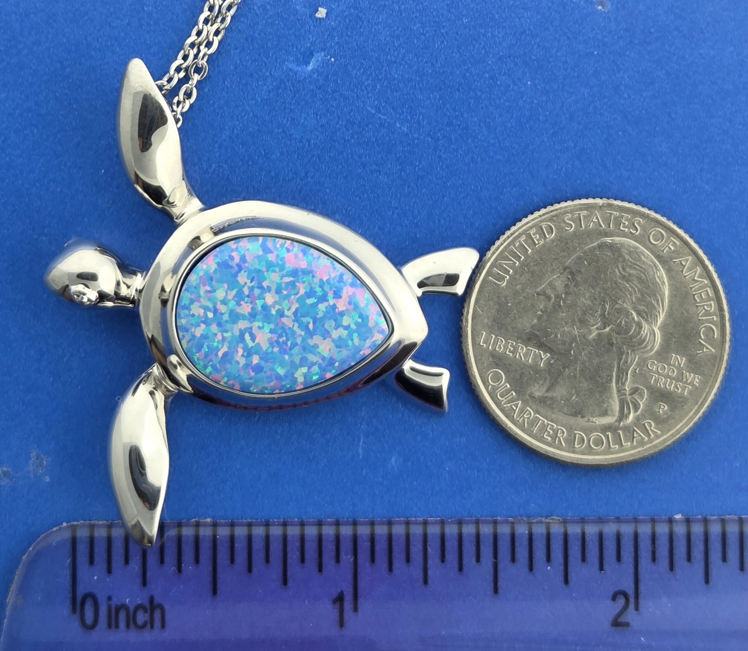 Alamea Honu Sea Turtle Pendant, Opal & Sterling Silver 5 Alamea Honu Sea Turtle Pendant, Opal & Sterling Silver - Image 5