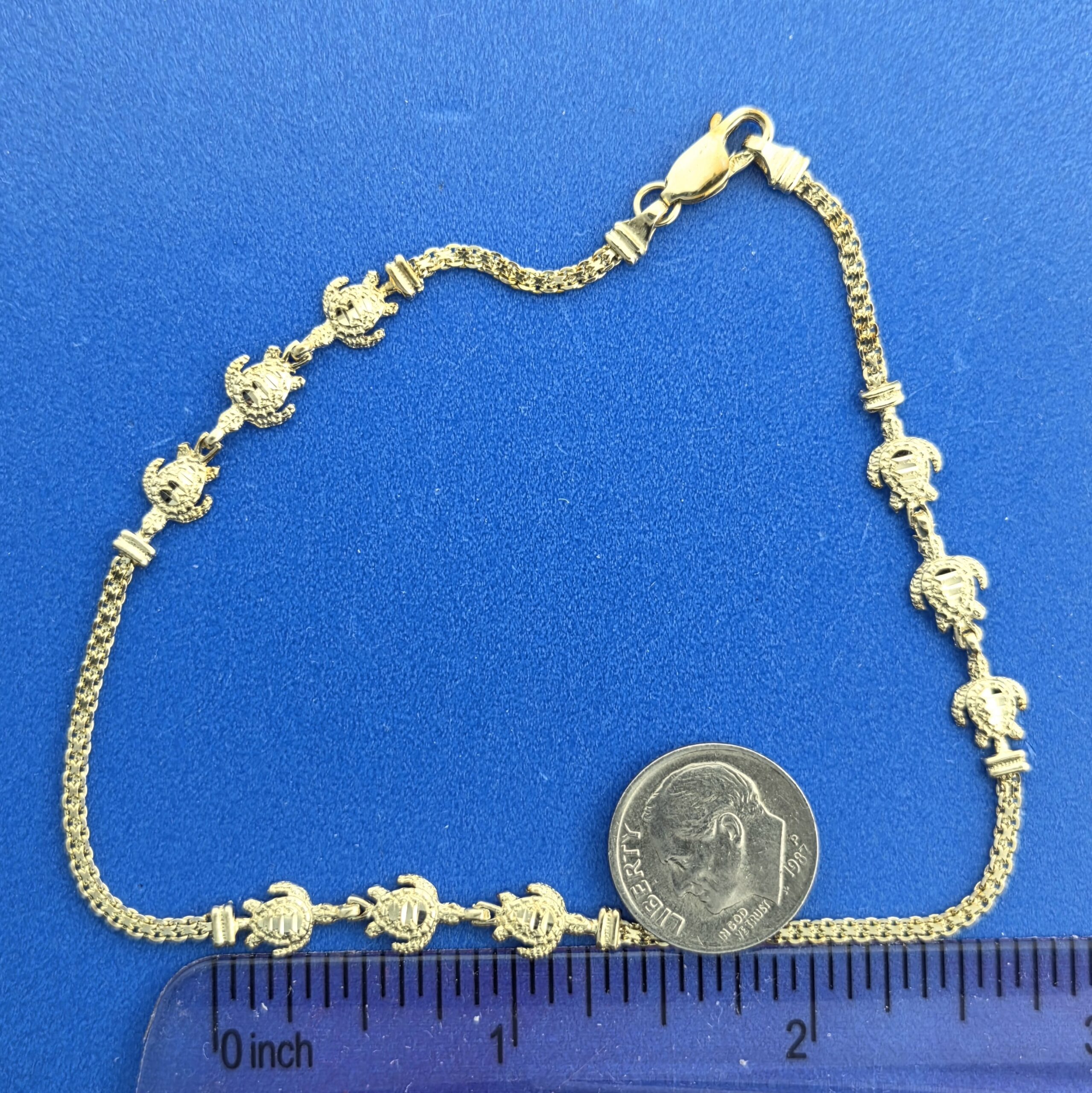 Sea Turtle Anklet, 14k Yellow Gold 6 Sea Turtle Anklet, 14k Yellow Gold - Image 6
