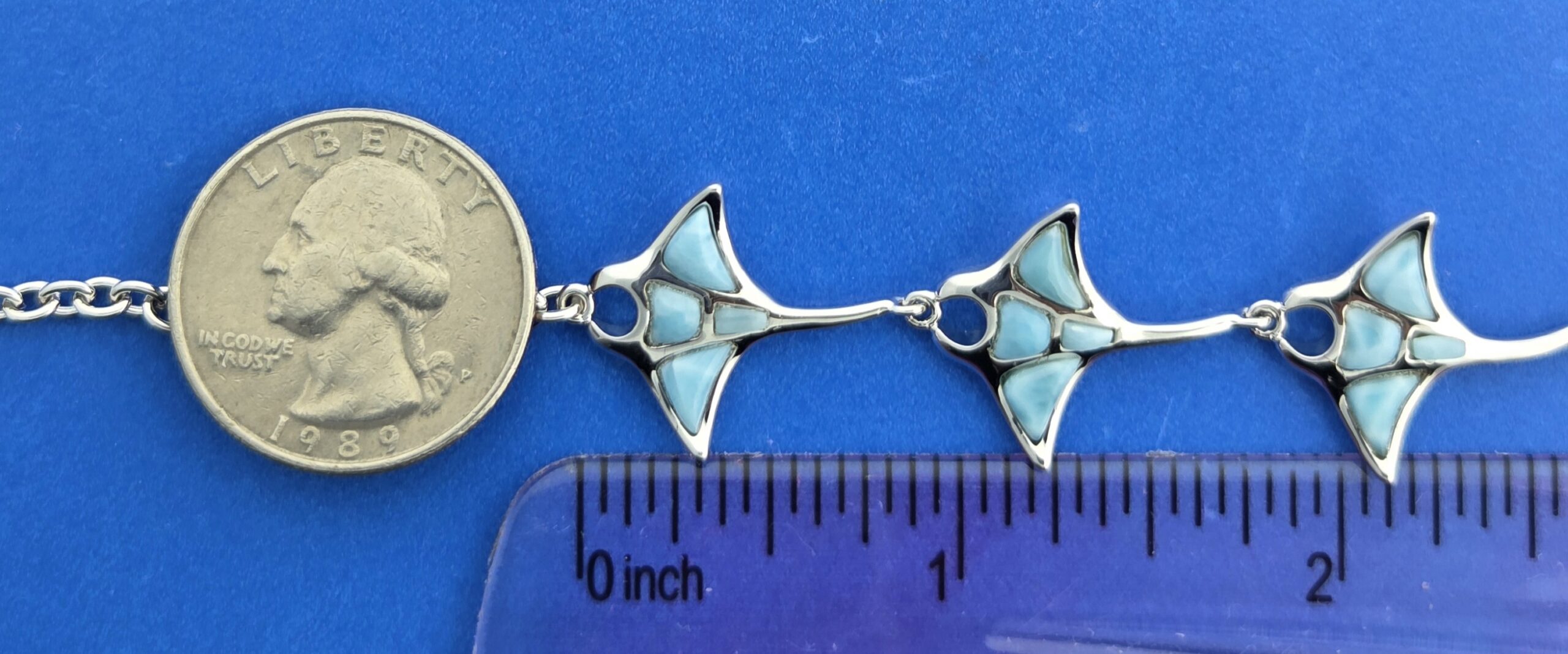 Alamea Manta Ray Larimar Bracelet, Sterling Silver 4 Alamea Manta Ray Larimar Bracelet, Sterling Silver - Image 4