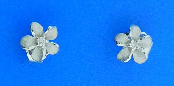 Denny Wong Plumeria Post Earrings, 14K White Gold 2 denny wong white gold plumeria earring