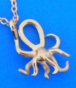 denny wong octopus pendant 3/4'' x 5/8'' 2 diamond eyes 12 pastel PINK sapphires .12ct