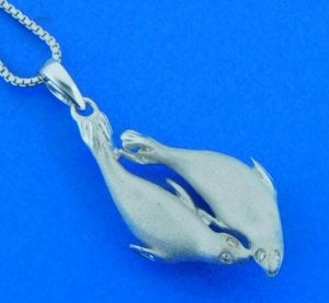 Denny Wong Dancing Seals Pendant, 14K White Gold