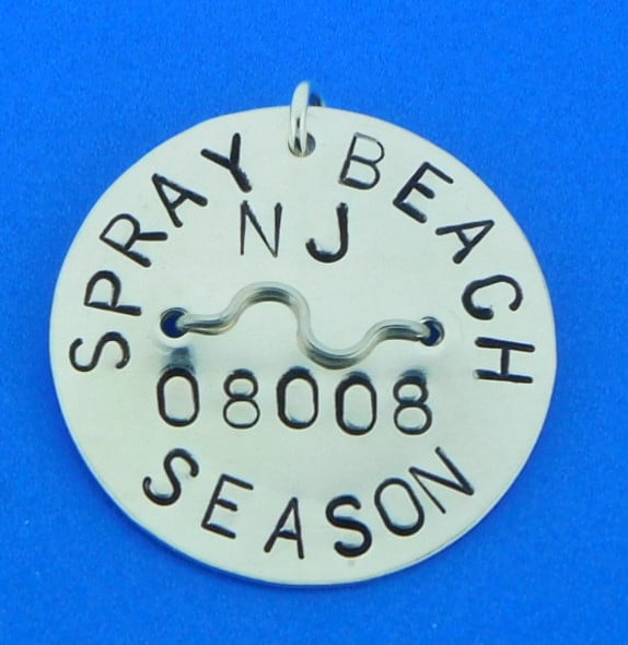 Spray Beach Long Beach Island Beach Badge Sterling Silver