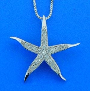 Starfish CZ Pendant,Sterling Silver