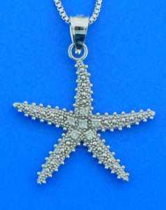 starfish diamond pendant, 14k