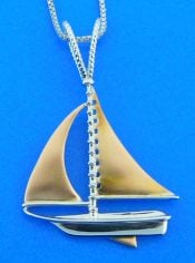 penny james sailboat pendant, 14k sterling silver