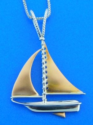 penny james sailboat pendant, 14k sterling silver