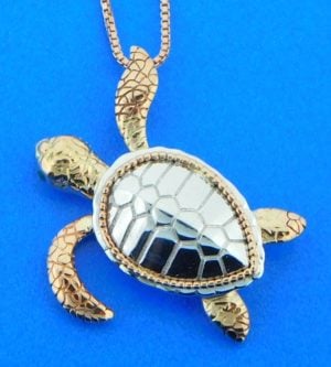 penny james sea turtle pendant 2-tone 14kr & sterling