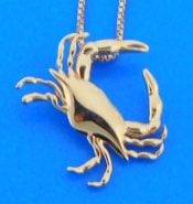 penny james blue crab pendant, 14k rose gold
