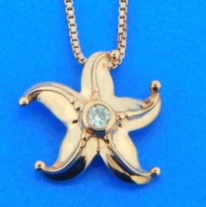 Penny James starfish diamond rose gold pendant, 14k