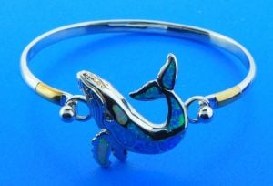 humpback bracelet top, opal, sterling silver