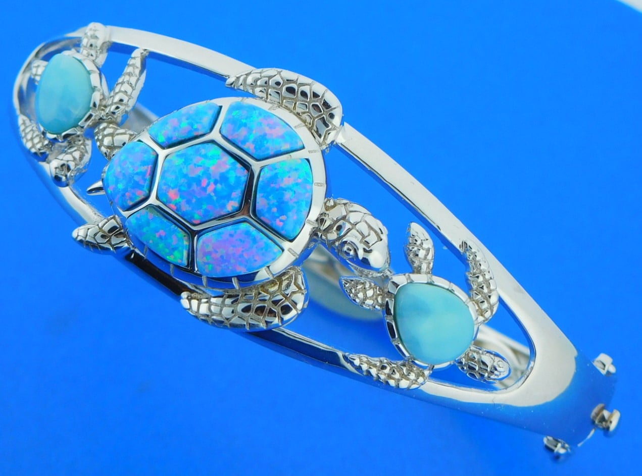  OneSight Blue Opal Sea Turtle Bracelet Sterling Silver