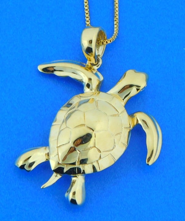 Details about   14k 14kt Yellow Gold Sea Turtle Pendant 21mm X 12mm 