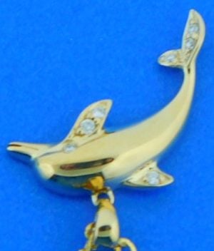 alamea dolphin diamond pendant, 14k
