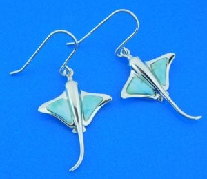 Alamea Stingray Dangle Earrings, Larimar & Sterling Silver