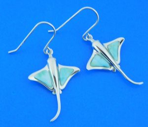 Alamea Stingray Dangle Earrings, Larimar & Sterling Silver