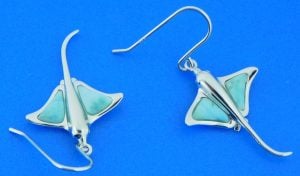 Alamea Stingray Dangle Earrings, Larimar & Sterling Silver