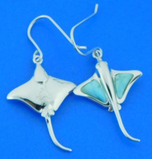 Alamea Stingray Dangle Earrings, Larimar & Sterling Silver