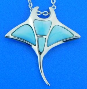 alamea manta ray larimar pendant sterling