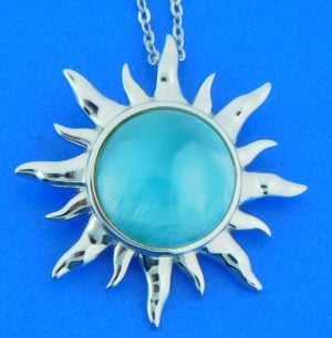 Alamea Sun Pendant, Larimar & Sterling Silver