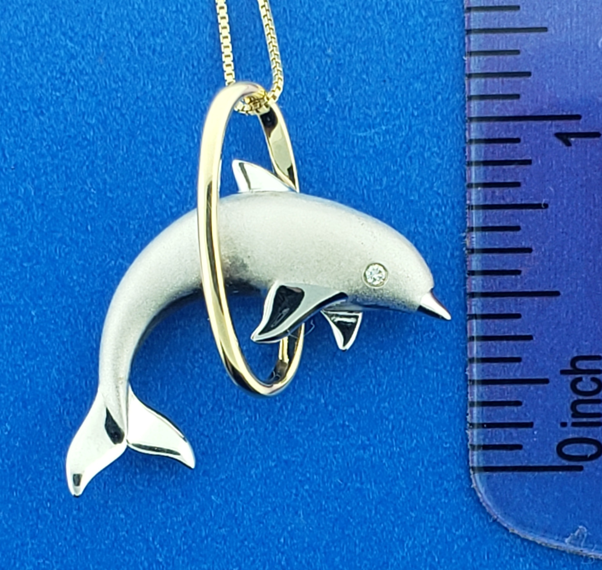 Alamea Dolphin Hoop Pendant, Sterling Silver & 14K Gold, 2-Tone 5 Alamea Dolphin Hoop Pendant, Sterling Silver & 14K Gold, 2-Tone - Image 5
