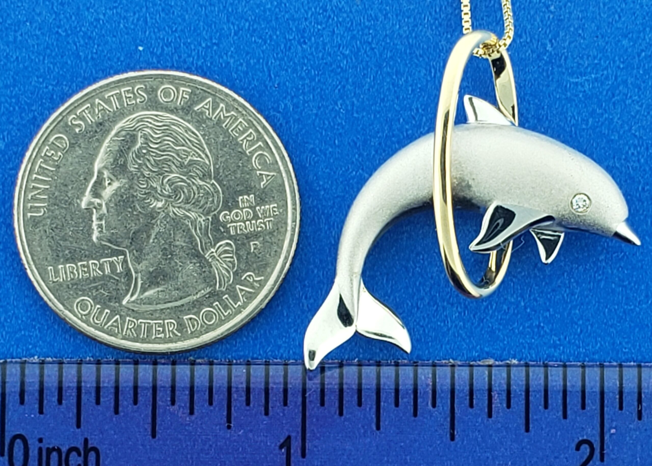 Alamea Dolphin Hoop Pendant, Sterling Silver & 14K Gold, 2-Tone 4 Alamea Dolphin Hoop Pendant, Sterling Silver & 14K Gold, 2-Tone - Image 4