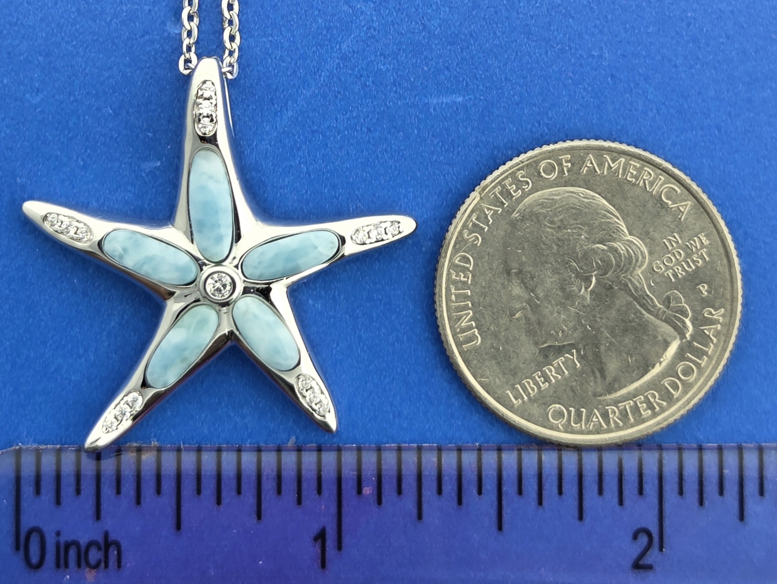 Alamea Starfish Pendant, Sterling Silver & Larimar 4 Alamea Starfish Pendant, Sterling Silver & Larimar - Image 4