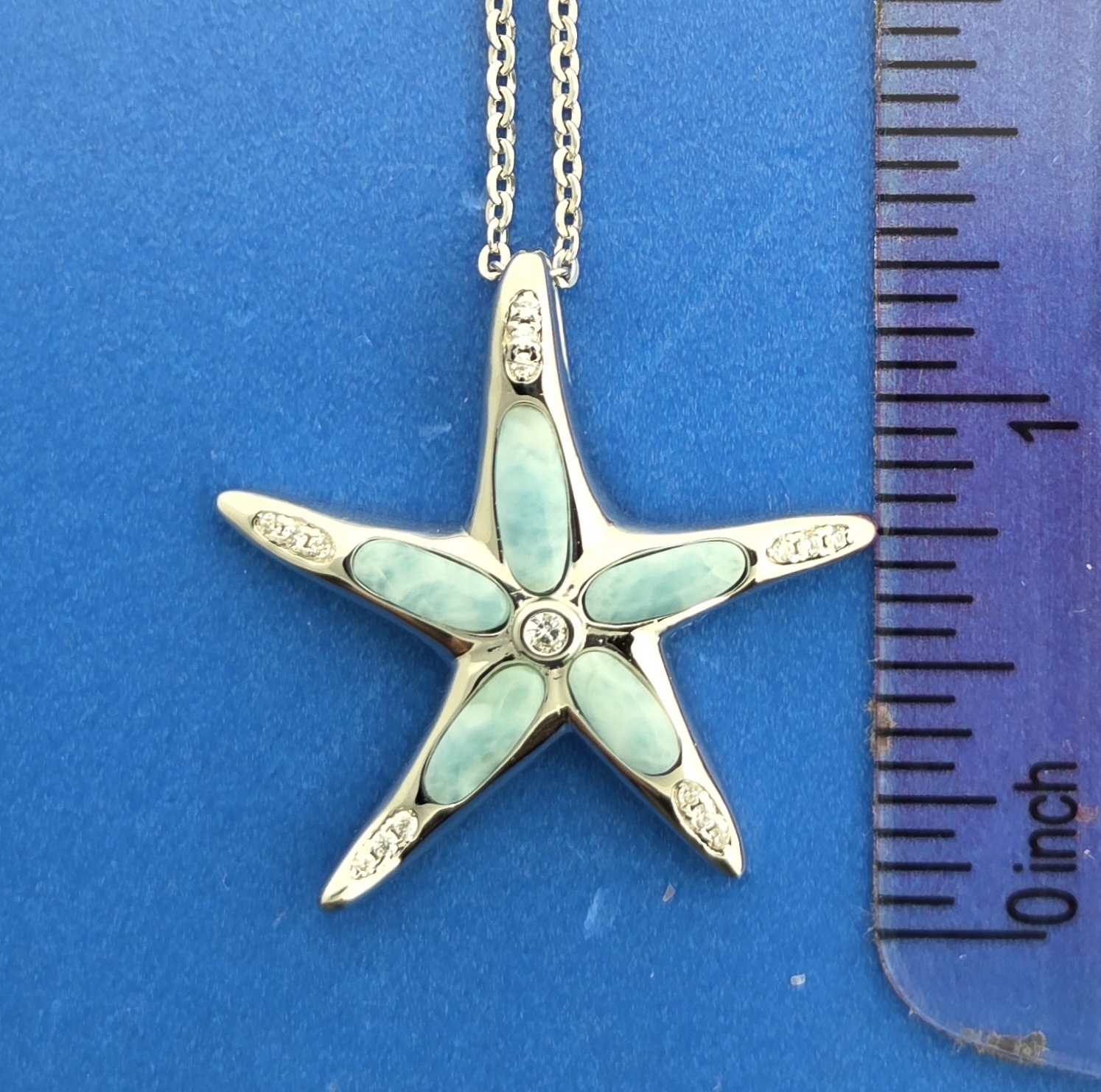 Alamea Starfish Pendant, Sterling Silver & Larimar 5 Alamea Starfish Pendant, Sterling Silver & Larimar - Image 5