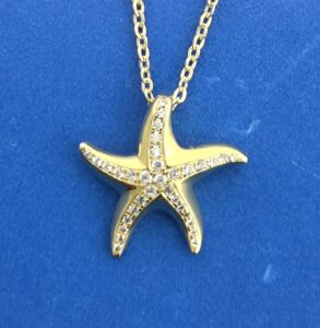Alamea Starfish Pendant, Sterling Silver Yellow Gold Plated