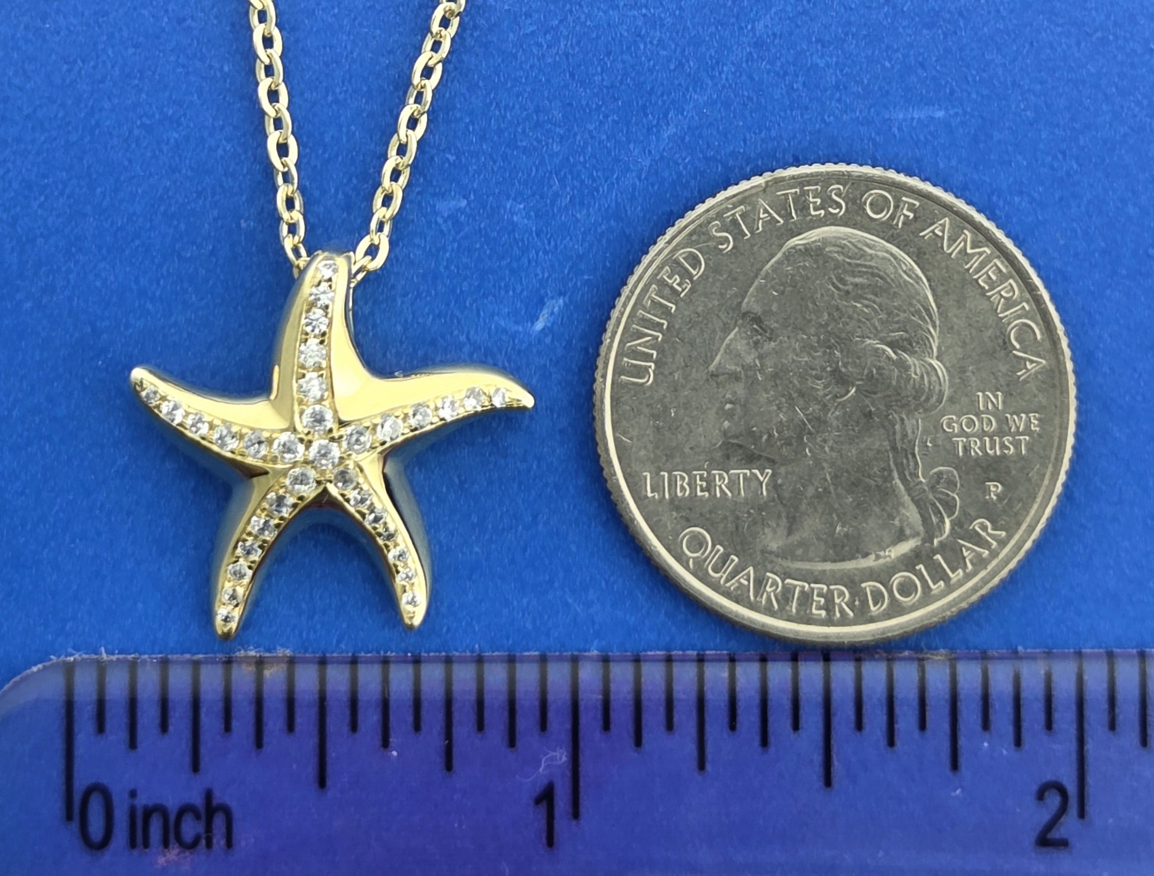 Alamea Starfish Pendant, Sterling Silver Yellow Gold Plated 3 Alamea Starfish Pendant, Sterling Silver Yellow Gold Plated - Image 3