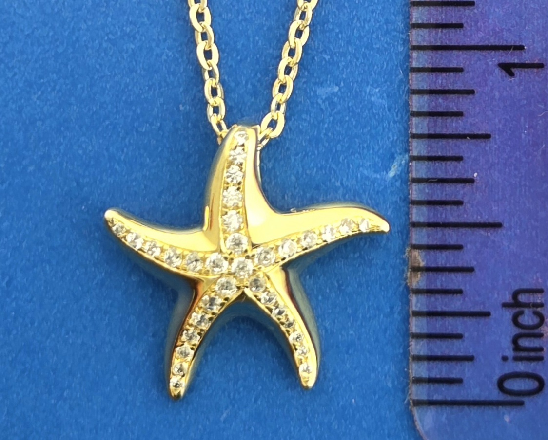 Alamea Starfish Pendant, Sterling Silver Yellow Gold Plated 4 Alamea Starfish Pendant, Sterling Silver Yellow Gold Plated - Image 4