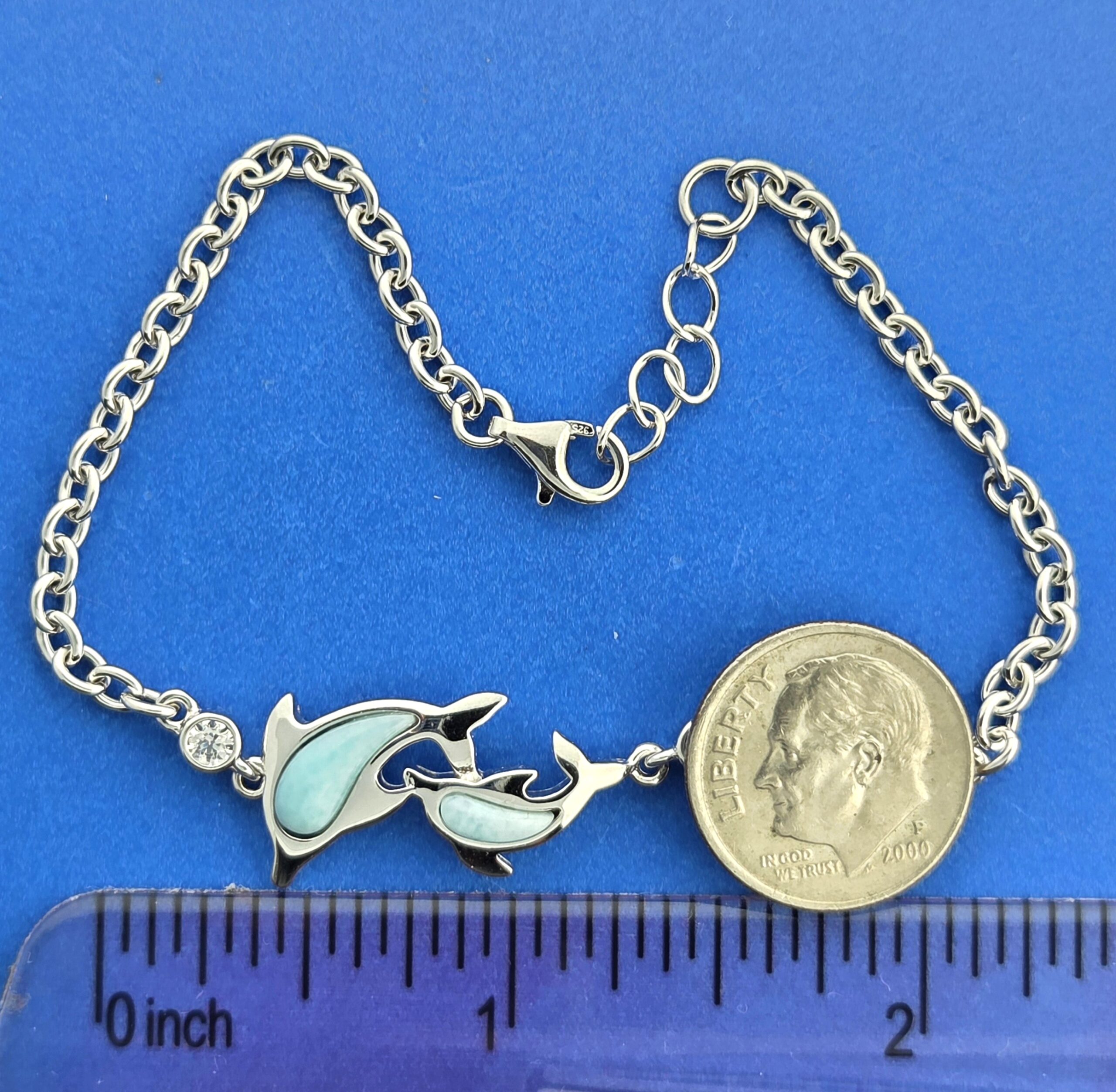 Alamea Dolphin Bracelet, Sterling Silver & Larimar 4 Alamea Dolphin Bracelet, Sterling Silver & Larimar - Image 4