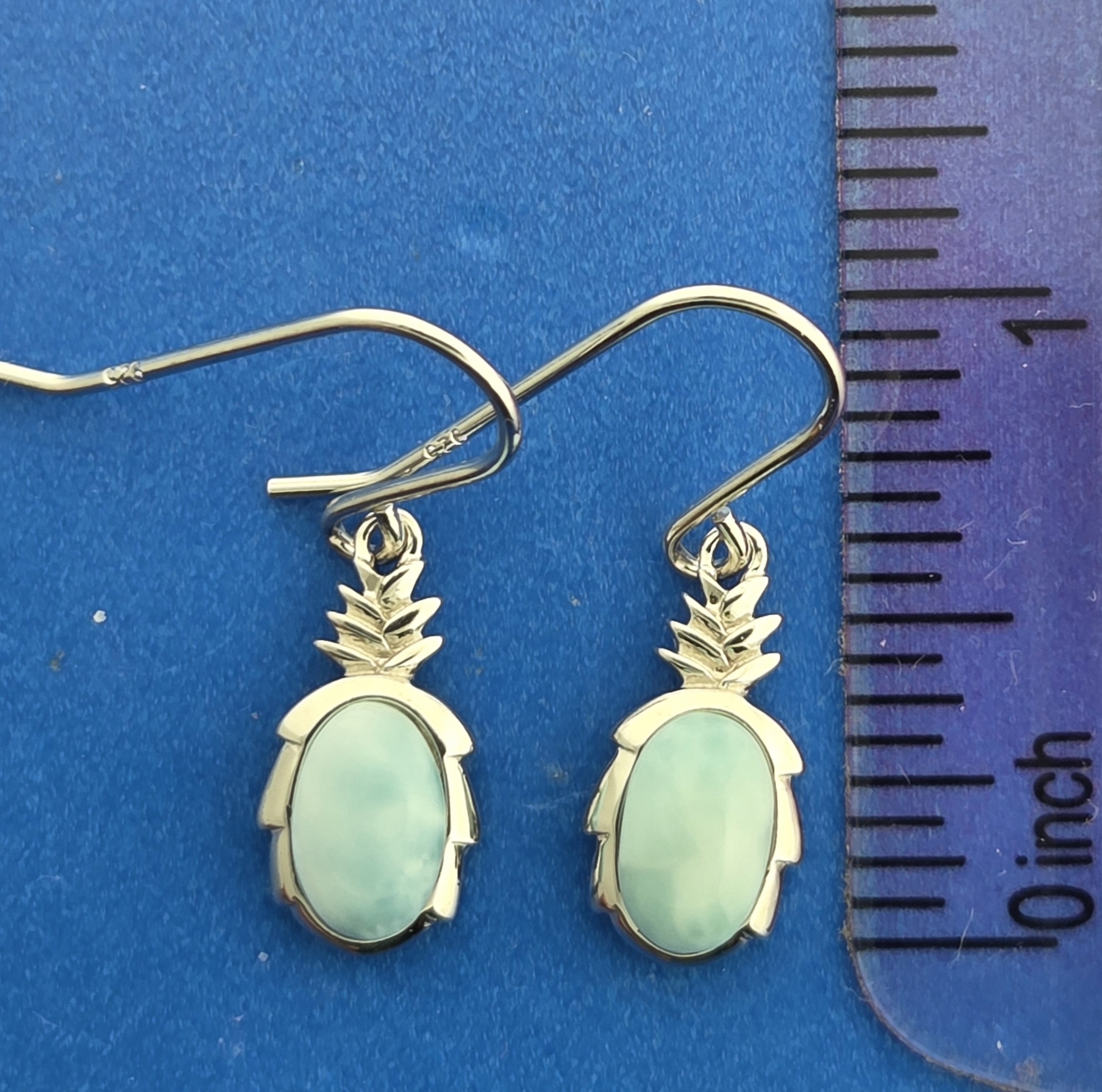 Alamea Pineapple Earrings, Sterling Silver & Larimar 5 Alamea Pineapple Earrings, Sterling Silver & Larimar - Image 5