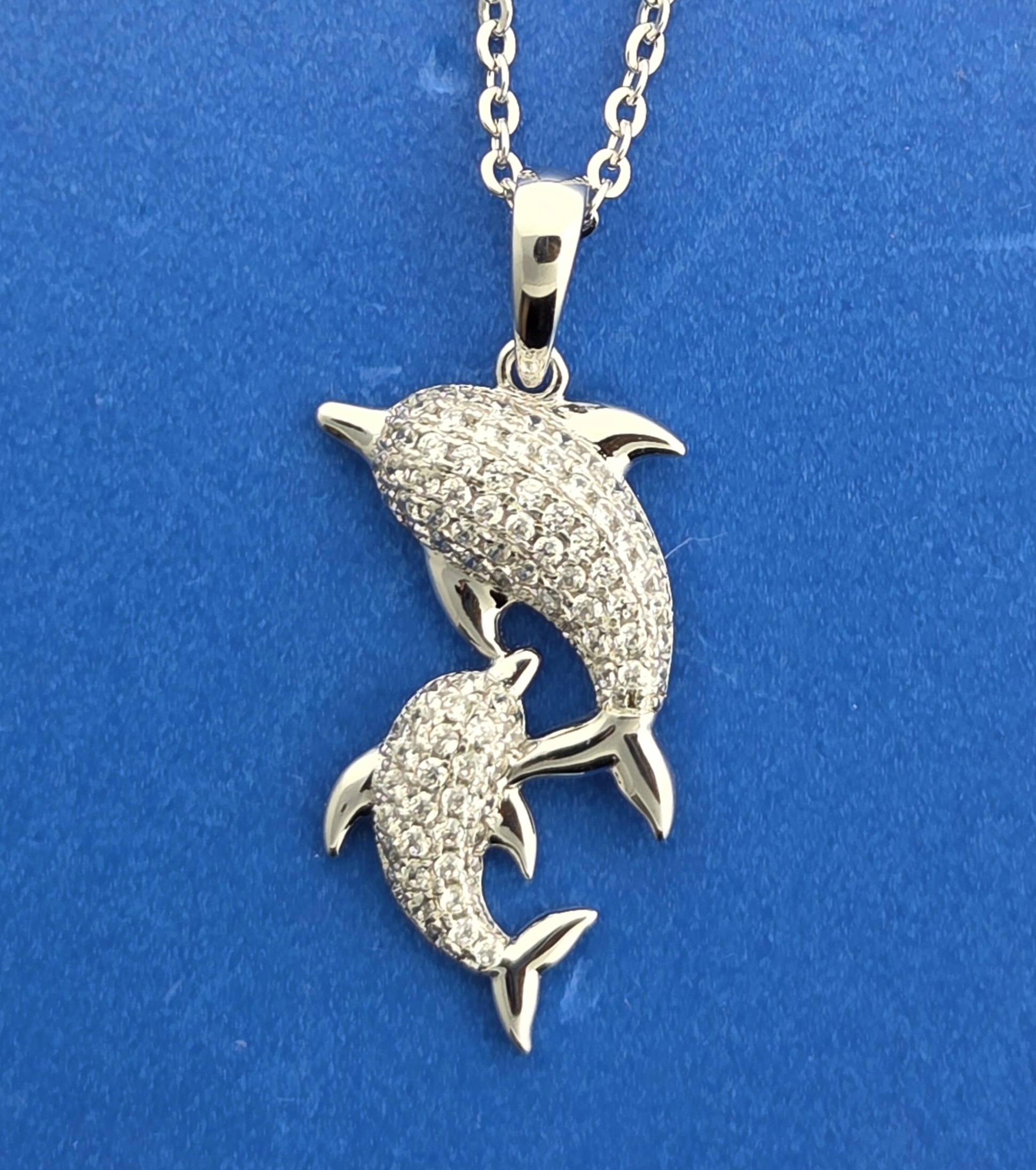 Alamea Double Dolphin Pendant, Sterling Silver 1 Alamea Double Dolphin Pendant, Sterling Silver