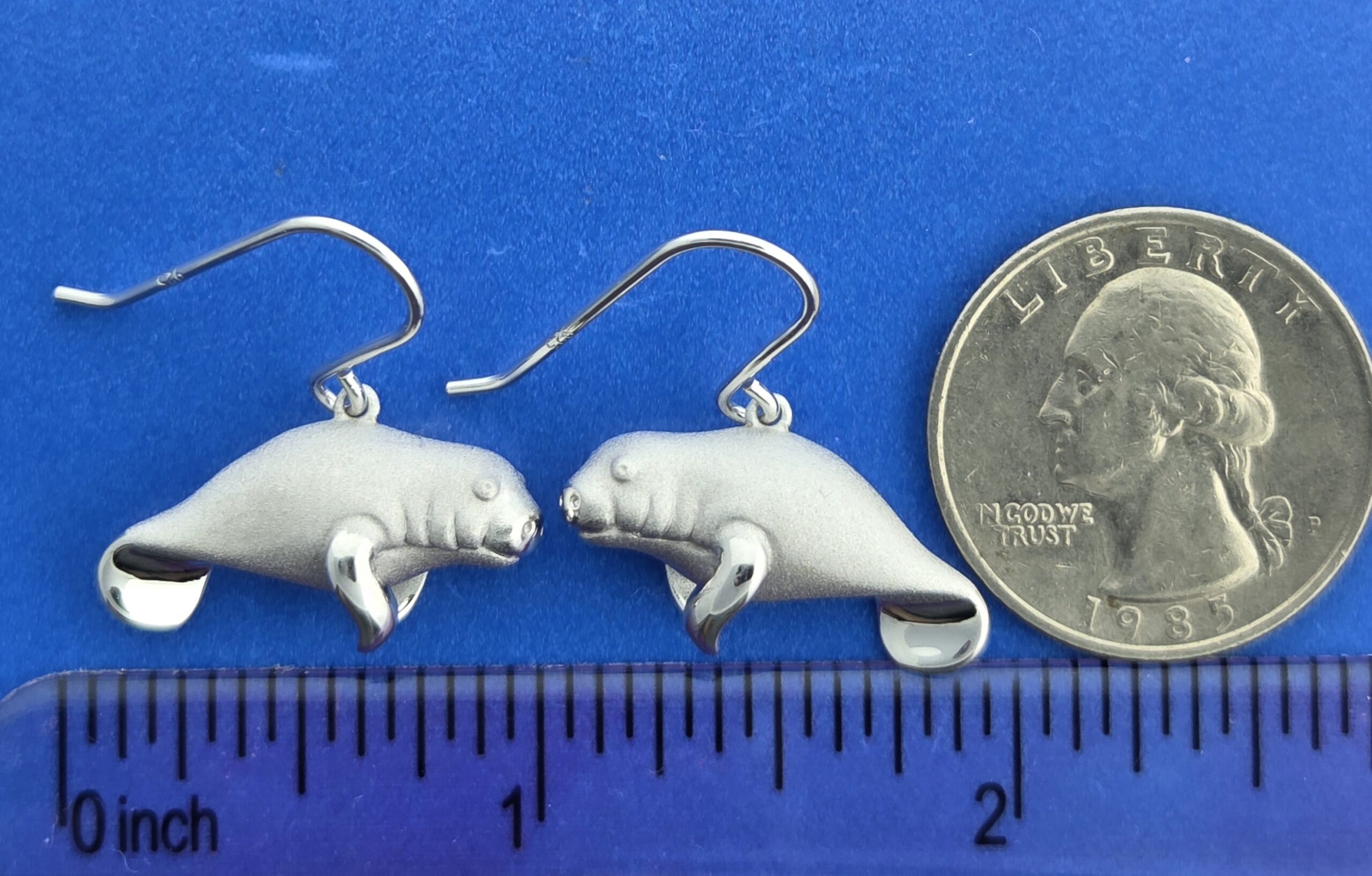 Alamea Manatee Earrings, Sterling Silver 4 Alamea Manatee Earrings, Sterling Silver - Image 4