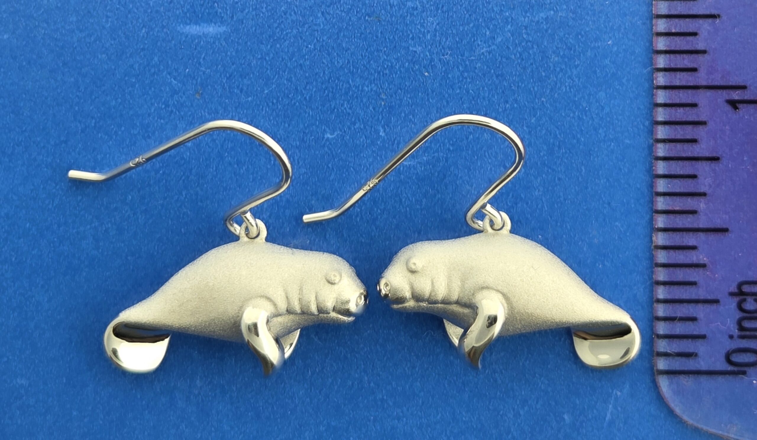 Alamea Manatee Earrings, Sterling Silver 5 Alamea Manatee Earrings, Sterling Silver - Image 5
