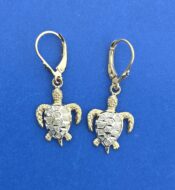 Sea Turtle Lever Back Earring, 14k 2-Tone