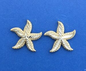 Starfish Post Earring, 14k 2-Tone Gold Diamond-Cut