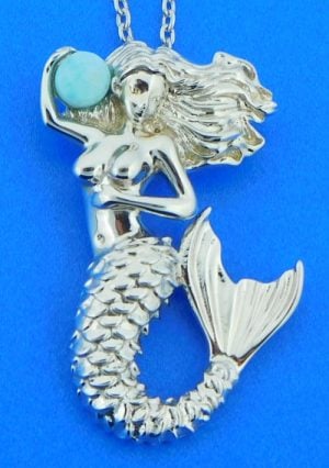 alamea mermaid larimar pendant, sterling