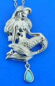 alamea sitting mermaid larimar pendant, sterling