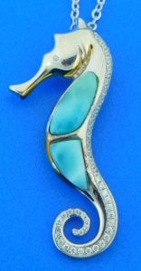 alamea seahorse larimar pendant, sterling silver