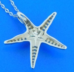 alamea starfish larimar cz pendant, sterling